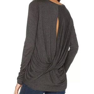 Michael Stars Back Drape Long Sleeve Tee Small